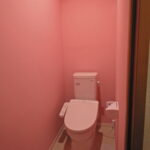 最近はジェンダー平等の意識からトイレの表示マークも赤と黒ではなくなってきているそうで、 公共のトイレで男女ともブースを間違う方が多いそうです。 時代とは逆行するかもしれないけど、やっぱりこの方がわかりやすい…ってことで、 女子トイレの壁はピンク、男子トイレはブルー。